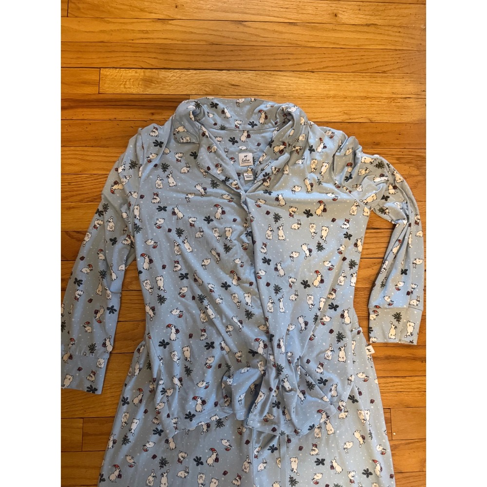 Echo Concepts Women's Light Blue French Bulldog Christmas Pajama Set Top Pants L - Picture 3 of 4